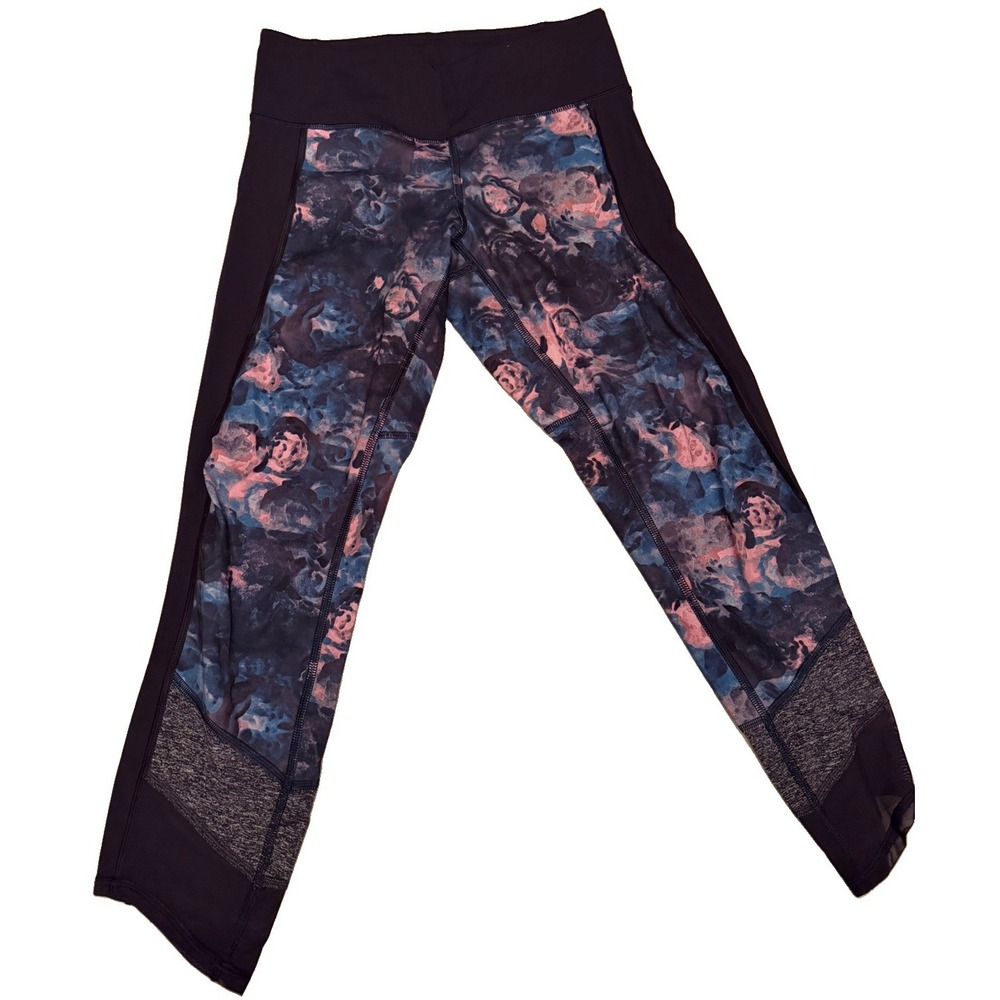 Lululemon Run Inspire Crop II Size 4 Secret Garden Floral Mesh Leggings